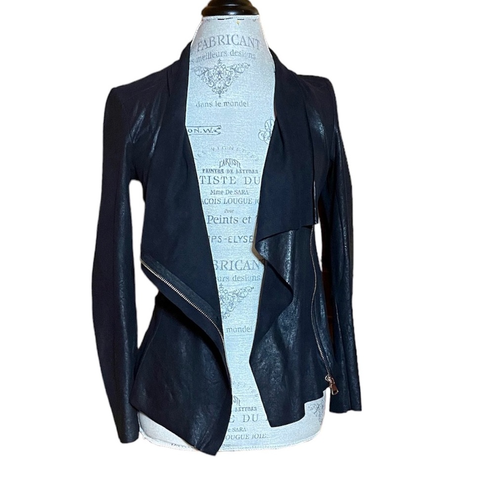Zara Black Leather Zip Up Jacket Sz XS NWOT